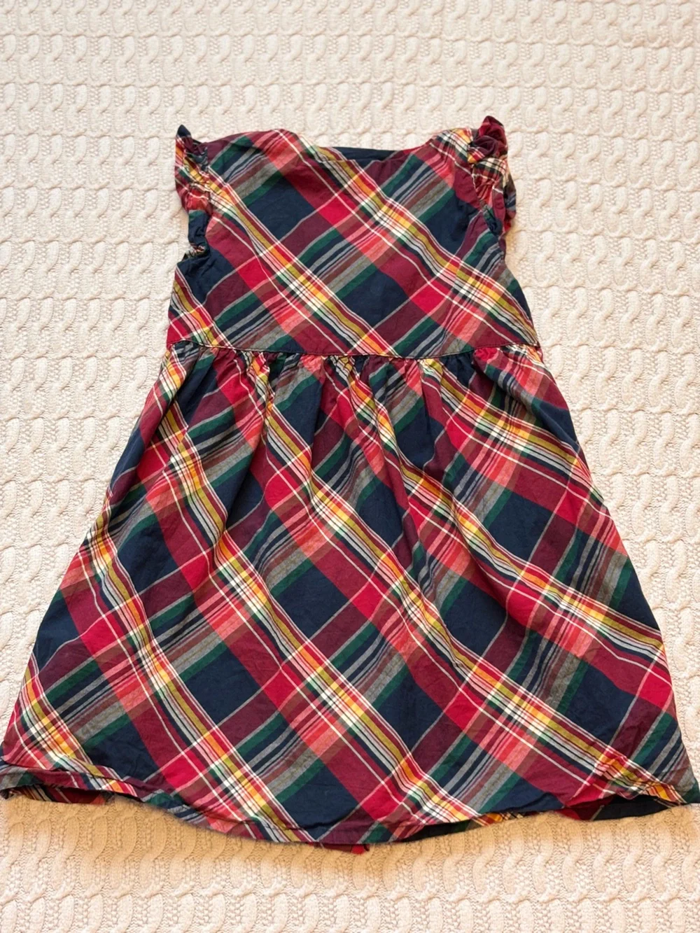Gymboree Apple Button Red & Navy Plaid Girls 4T Dress 100% cotton